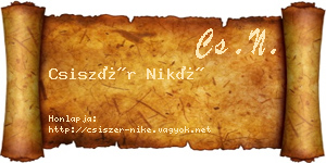 Csiszér Niké névjegykártya